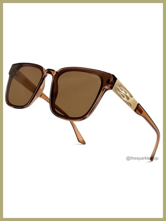 Polarized UV400 Square Sunglasses Flame Detail TR90 Nylon